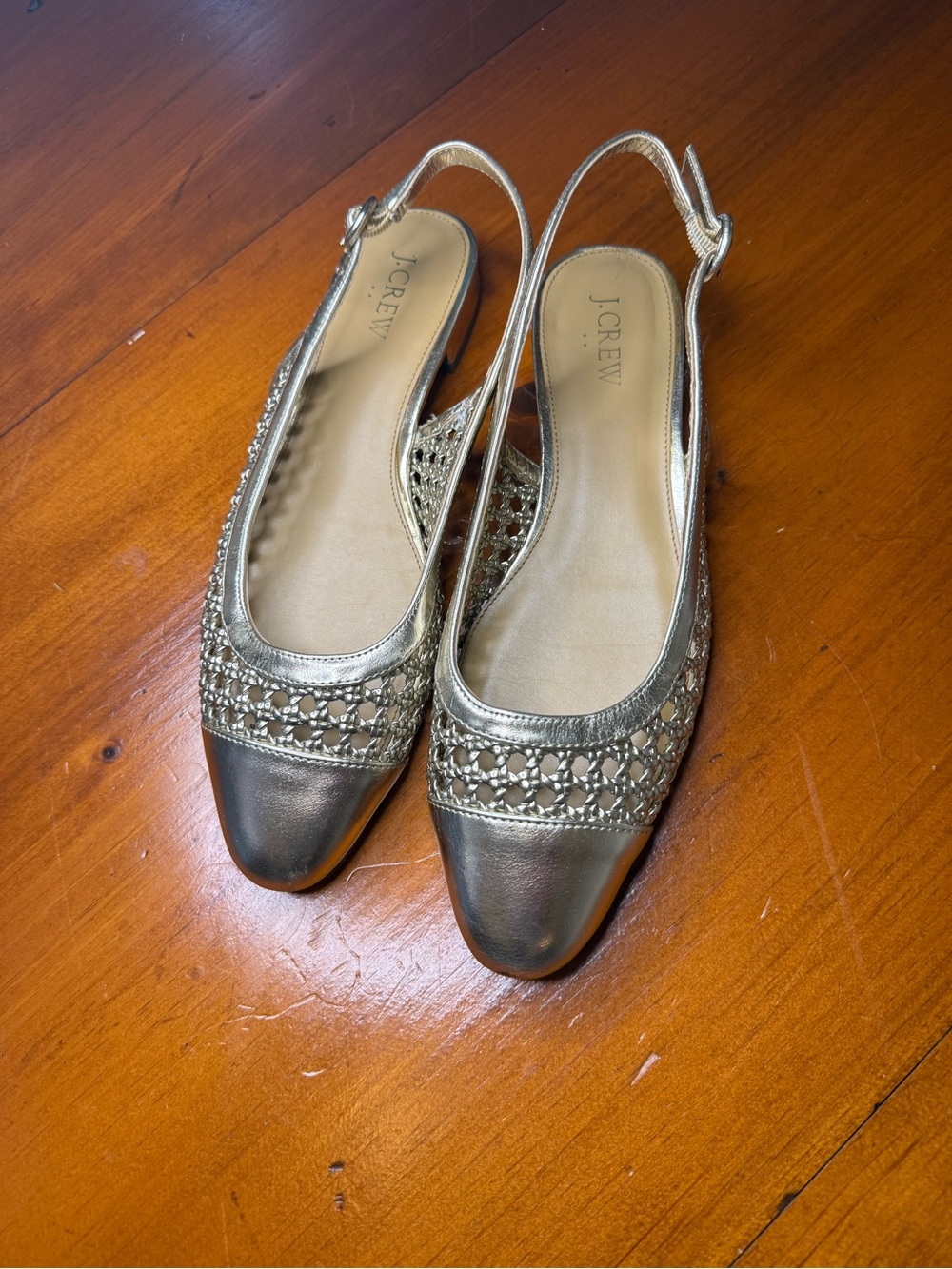 Platinum gold sling backs